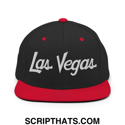 Las Vegas Script Snapback Hat Black Red