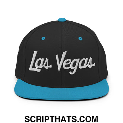 Las Vegas Script Snapback Hat Black Teal