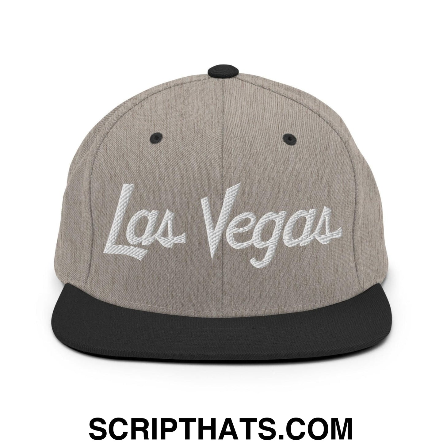 Las Vegas Script Snapback Hat Heather Black