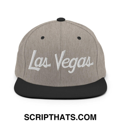 Las Vegas Script Snapback Hat Heather Black