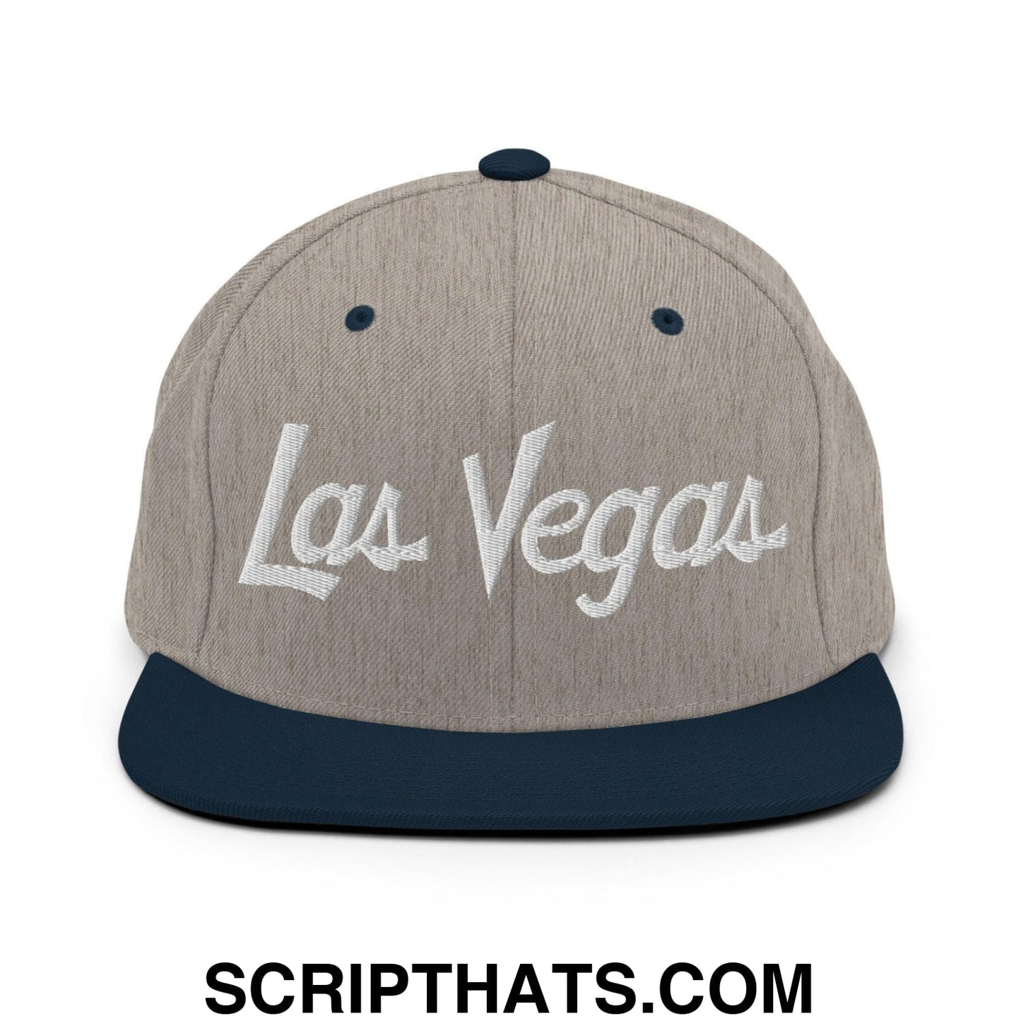 Las Vegas Script Snapback Hat Heather Grey Navy