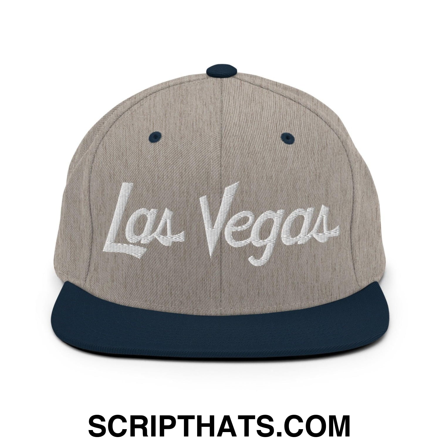 Las Vegas Script Snapback Hat Heather Grey Navy