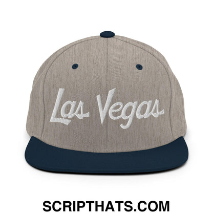 Las Vegas Script Snapback Hat Heather Grey Navy