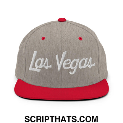 Las Vegas Script Snapback Hat Heather Grey Red