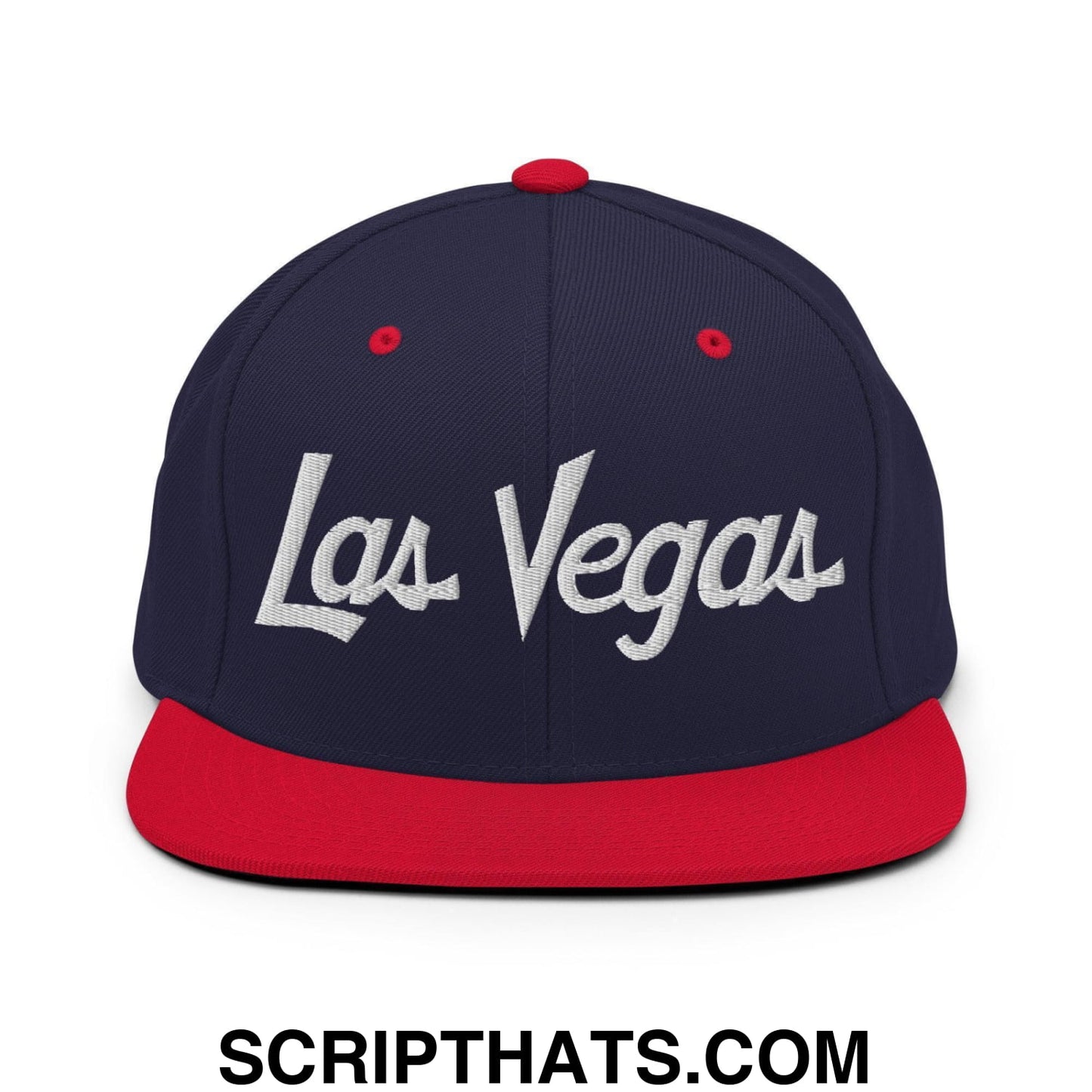 Las Vegas Script Snapback Hat Navy Red