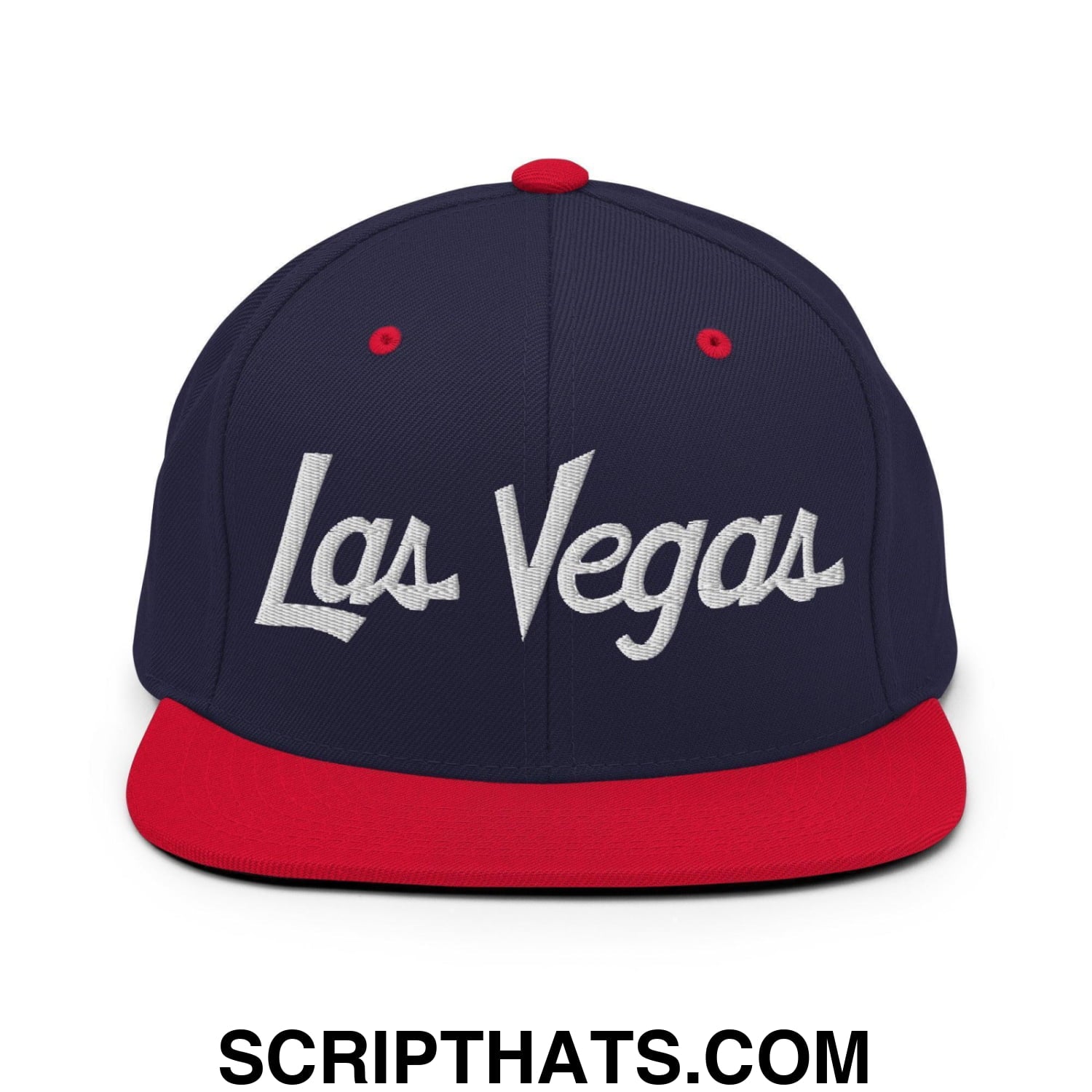 Las Vegas Script Snapback Hat Navy Red
