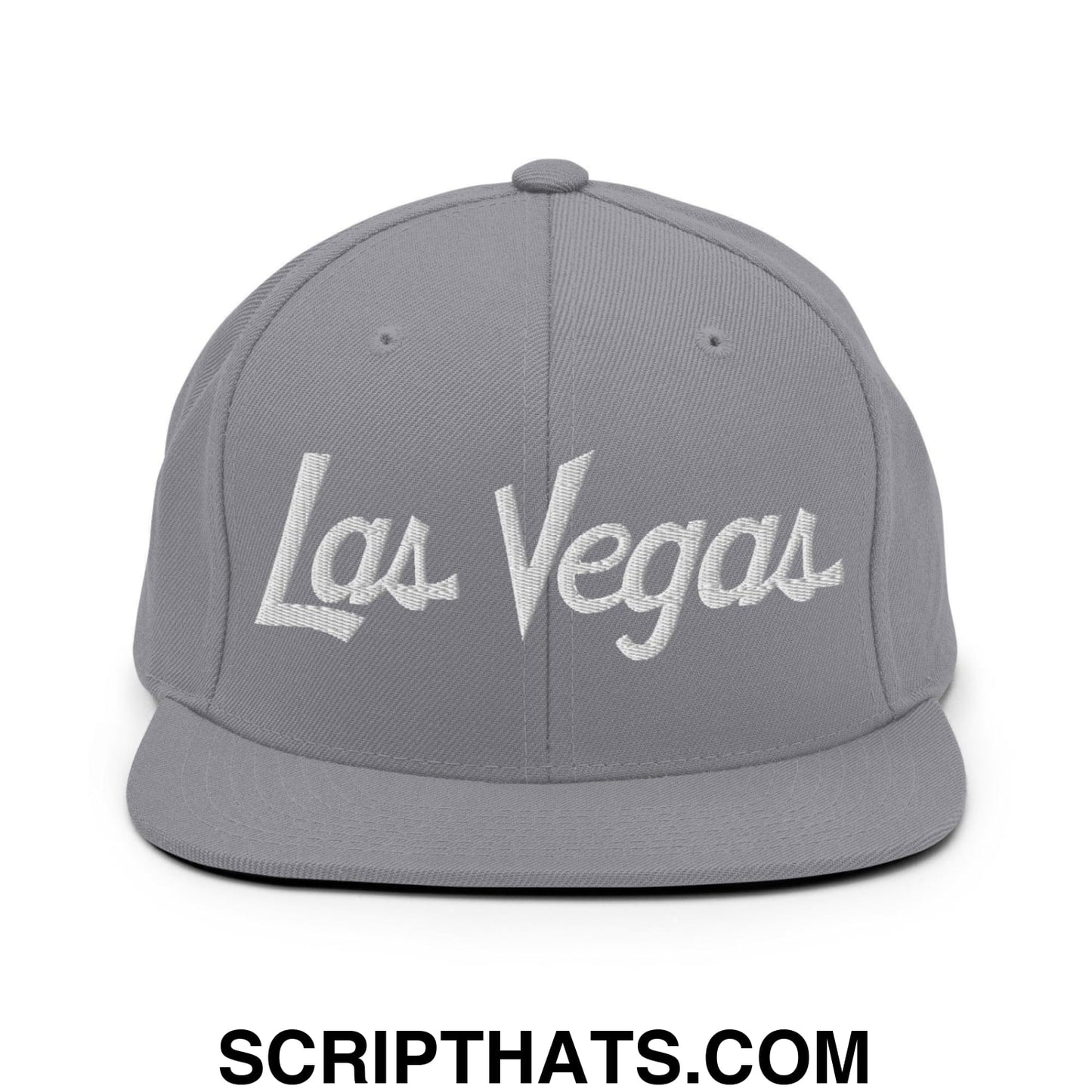 Las Vegas Script Snapback Hat Silver