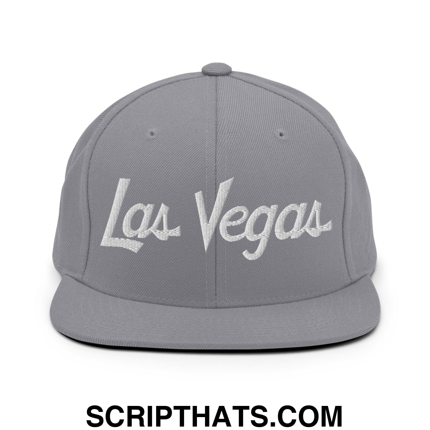 Las Vegas Script Snapback Hat Silver