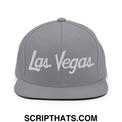 Las Vegas Script Snapback Hat Silver