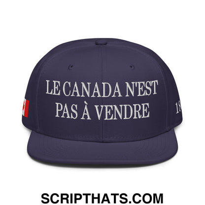 Le Canada N'est Pas À Vendre 1867 Flag Embroidered Flat Bill Brim Snapback Hat Navy blue