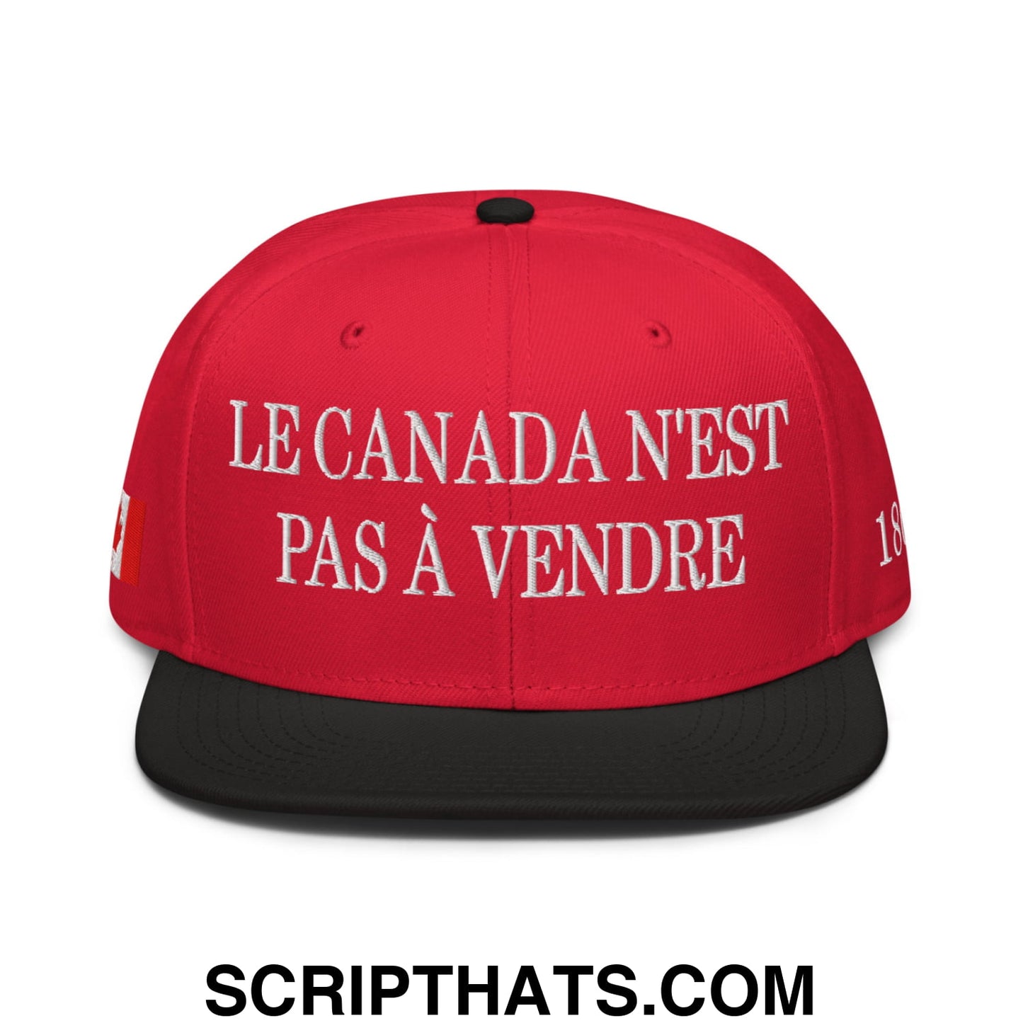 Le Canada N'est Pas À Vendre 1867 Flag Embroidered Flat Bill Brim Snapback Hat Black Red Red