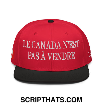 Le Canada N'est Pas À Vendre 1867 Flag Embroidered Flat Bill Brim Snapback Hat Black Red Red