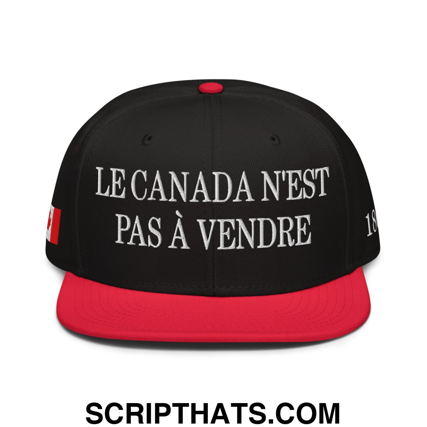 Le Canada N'est Pas À Vendre 1867 Flag Embroidered Flat Bill Brim Snapback Hat Red Black Black