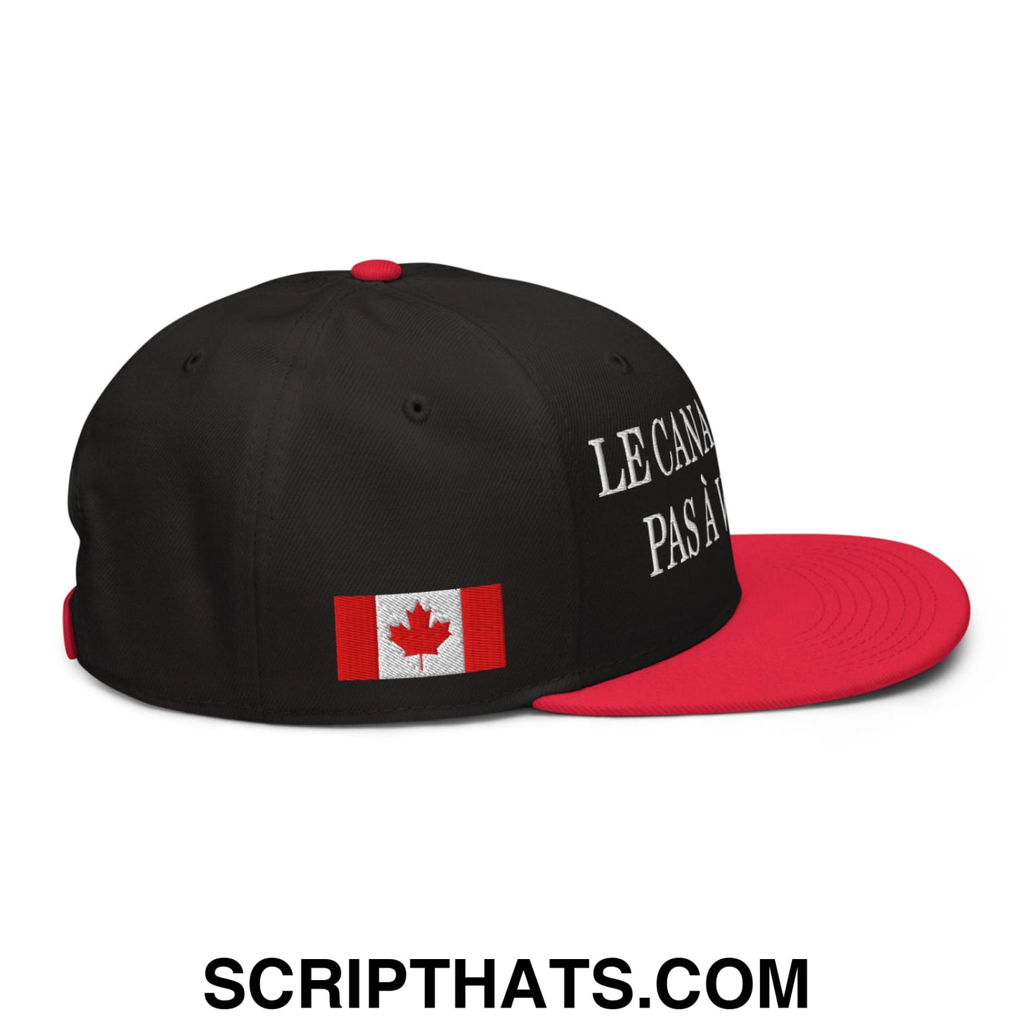 Le Canada N'est Pas À Vendre 1867 Flag Embroidered Flat Bill Brim Snapback Hat Red Black Black