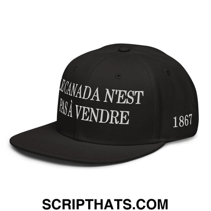 Le Canada N'est Pas À Vendre 1867 Flag Embroidered Flat Bill Brim Snapback Hat Black