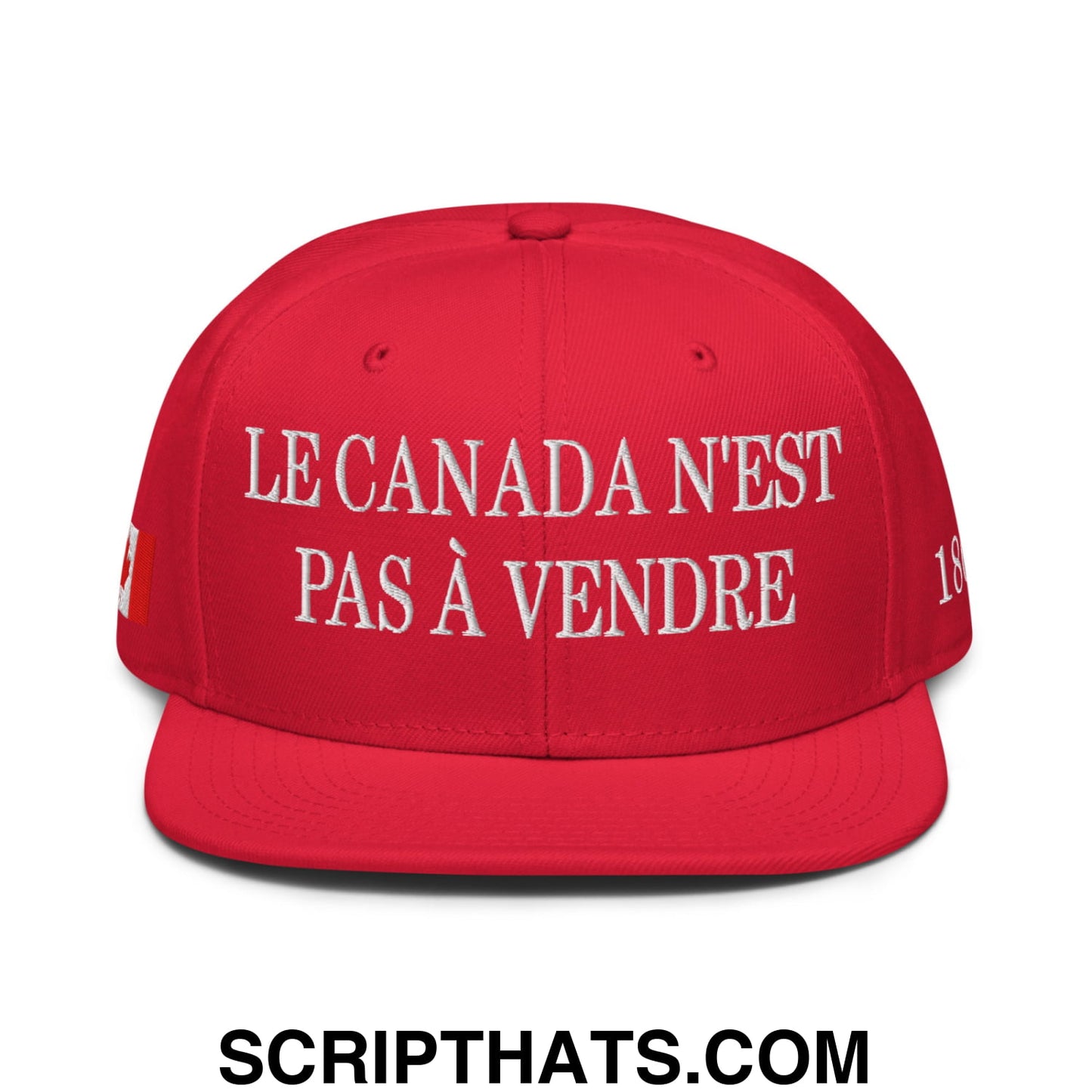 Le Canada N'est Pas À Vendre 1867 Flag Embroidered Flat Bill Brim Snapback Hat Red