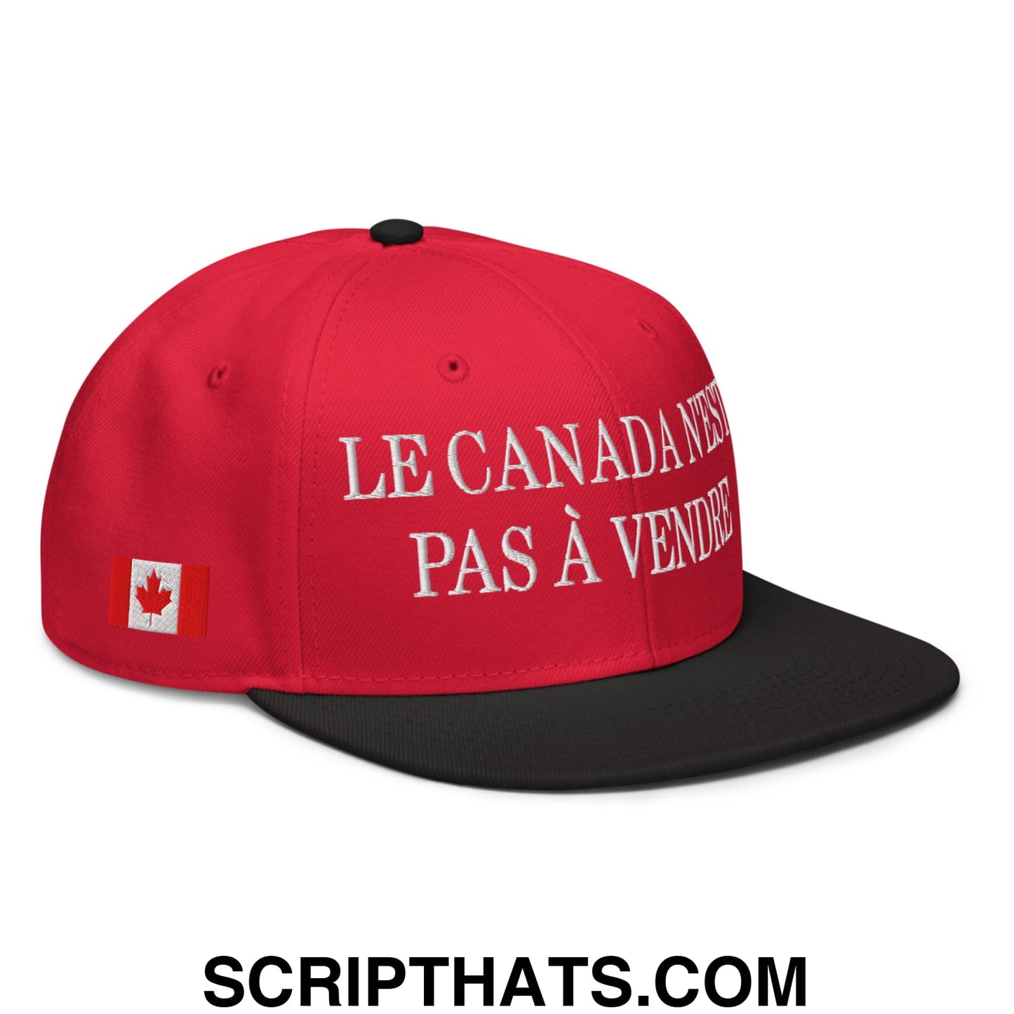 Le Canada N'est Pas À Vendre 1867 Flag Embroidered Flat Bill Brim Snapback Hat Black Red Red