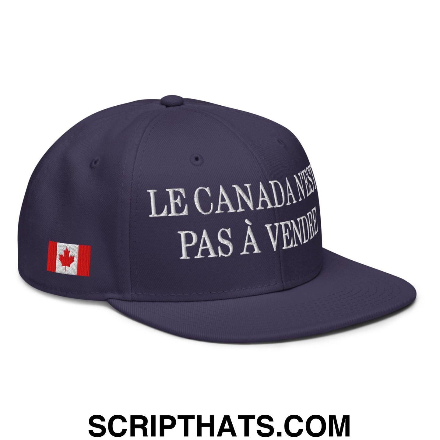 Le Canada N'est Pas À Vendre 1867 Flag Embroidered Flat Bill Brim Snapback Hat Navy blue