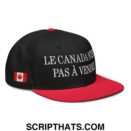 Le Canada N'est Pas À Vendre 1867 Flag Embroidered Flat Bill Brim Snapback Hat Red Black Black