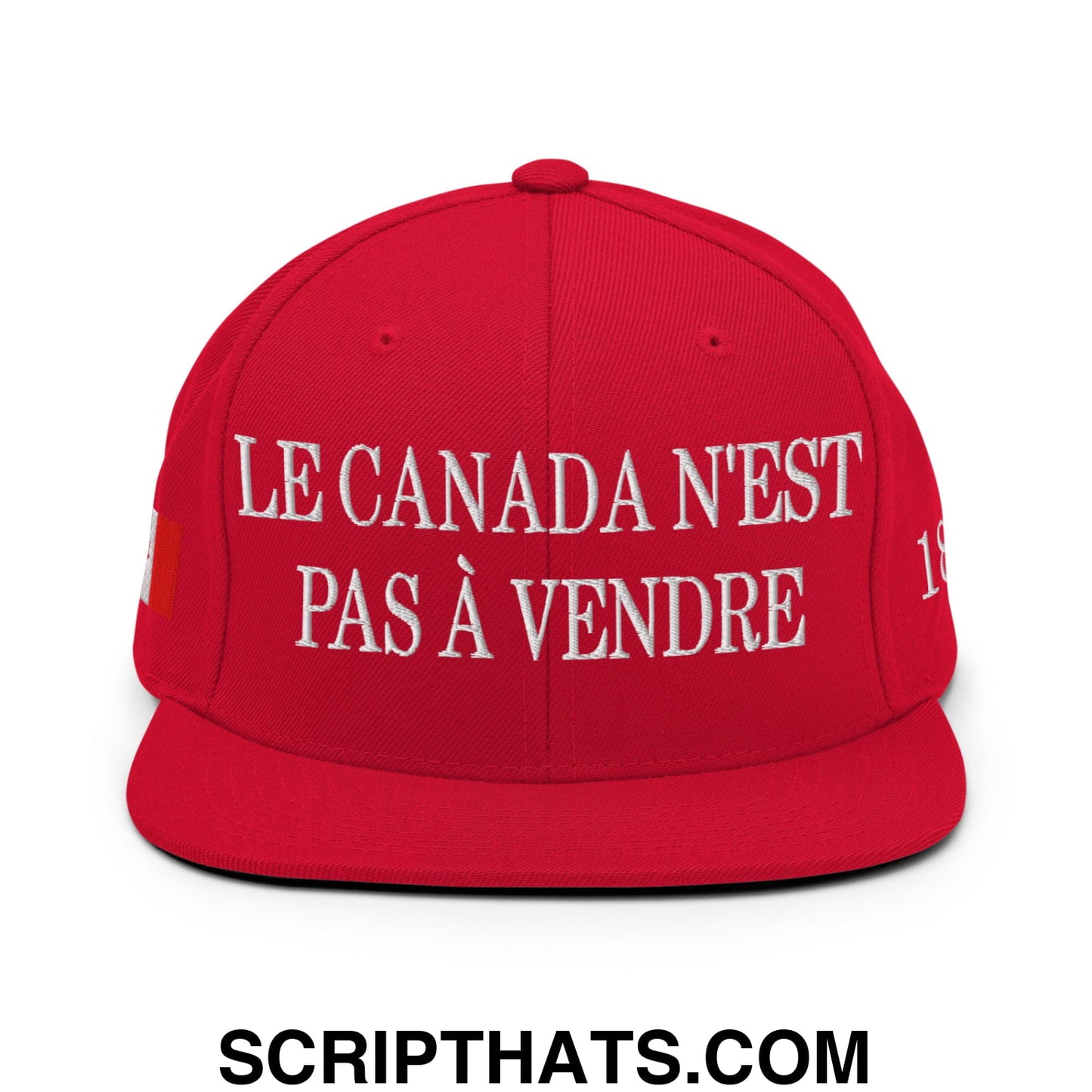 Le Canada N'est Pas À Vendre 1867 Flag Embroidered Flat Brim Bill Snapback Hat Red