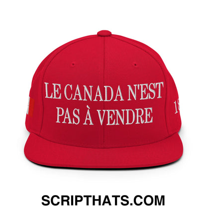 Le Canada N'est Pas À Vendre 1867 Flag Embroidered Flat Brim Bill Snapback Hat Red