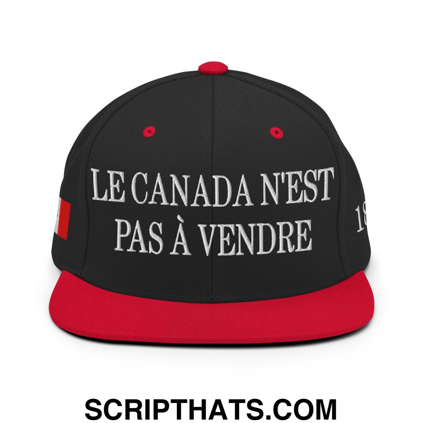 Le Canada N'est Pas À Vendre 1867 Flag Embroidered Flat Brim Bill Snapback Hat Black Red