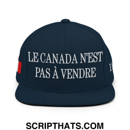 Le Canada N'est Pas À Vendre 1867 Flag Embroidered Flat Brim Bill Snapback Hat Dark Navy
