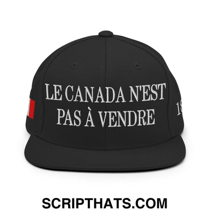 Le Canada N'est Pas À Vendre 1867 Flag Embroidered Flat Brim Bill Snapback Hat Black