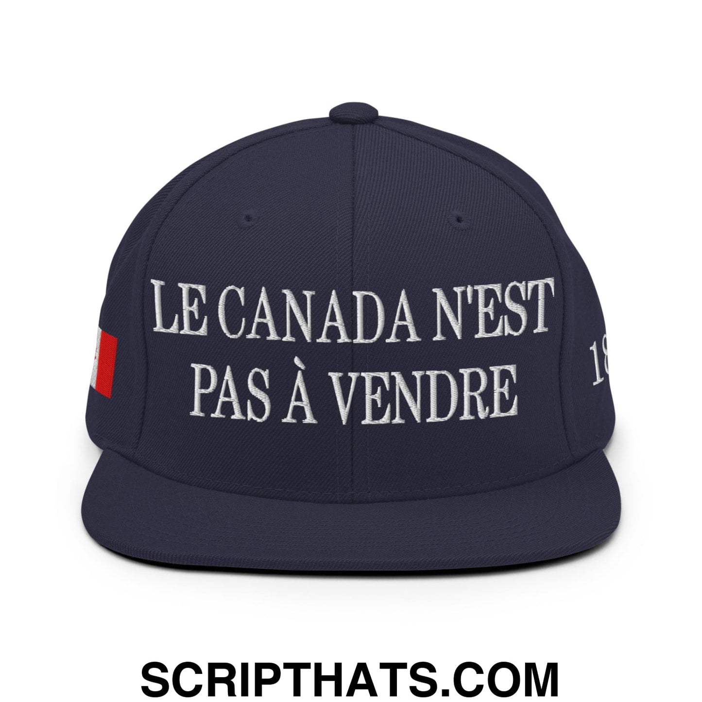 Le Canada N'est Pas À Vendre 1867 Flag Embroidered Flat Brim Bill Snapback Hat Navy