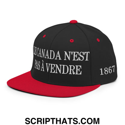 Le Canada N'est Pas À Vendre 1867 Flag Embroidered Flat Brim Bill Snapback Hat Black Red