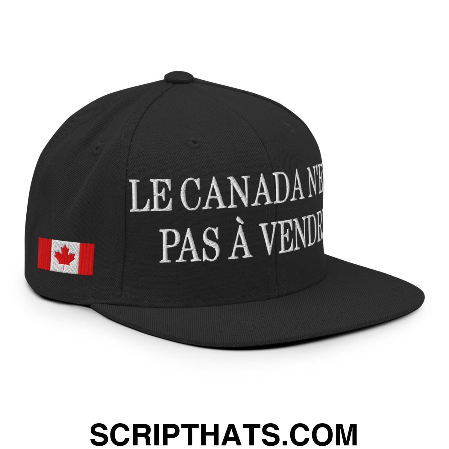Le Canada N'est Pas À Vendre 1867 Flag Embroidered Flat Brim Bill Snapback Hat Black