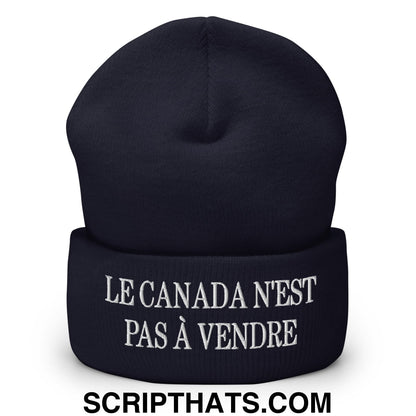 Le Canada N'est Pas À Vendre Embroidered Cuffed Knit Beanie Navy