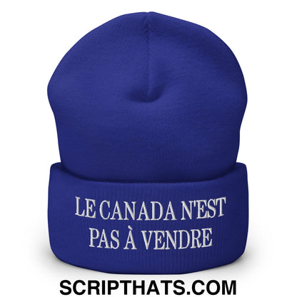 Le Canada N'est Pas À Vendre Embroidered Cuffed Knit Beanie Royal