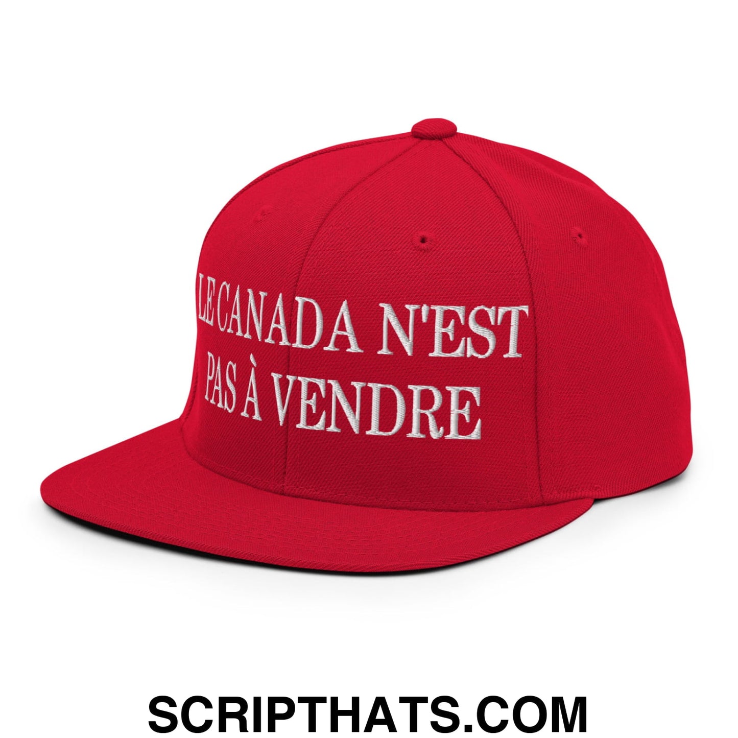 Le Canada N'est Pas À Vendre Embroidered Flat Brim Bill Snapback Hat Red