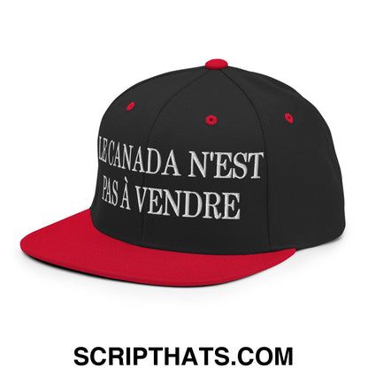 Le Canada N'est Pas À Vendre Embroidered Flat Brim Bill Snapback Hat Black Red