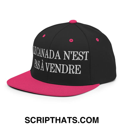Le Canada N'est Pas À Vendre Embroidered Flat Brim Bill Snapback Hat Black Neon Pink