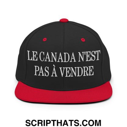 Le Canada N'est Pas À Vendre Embroidered Flat Brim Bill Snapback Hat Black Red