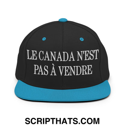 Le Canada N'est Pas À Vendre Embroidered Flat Brim Bill Snapback Hat Black Teal
