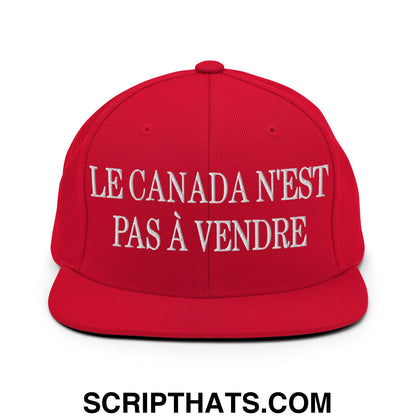 Le Canada N'est Pas À Vendre Embroidered Flat Brim Bill Snapback Hat Red