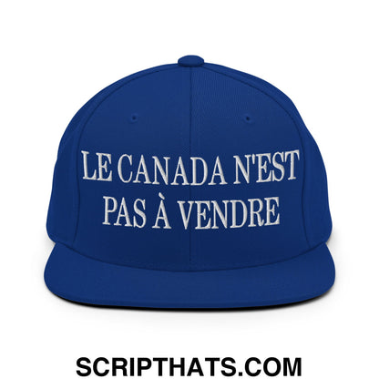 Le Canada N'est Pas À Vendre Embroidered Flat Brim Bill Snapback Hat Royal Blue