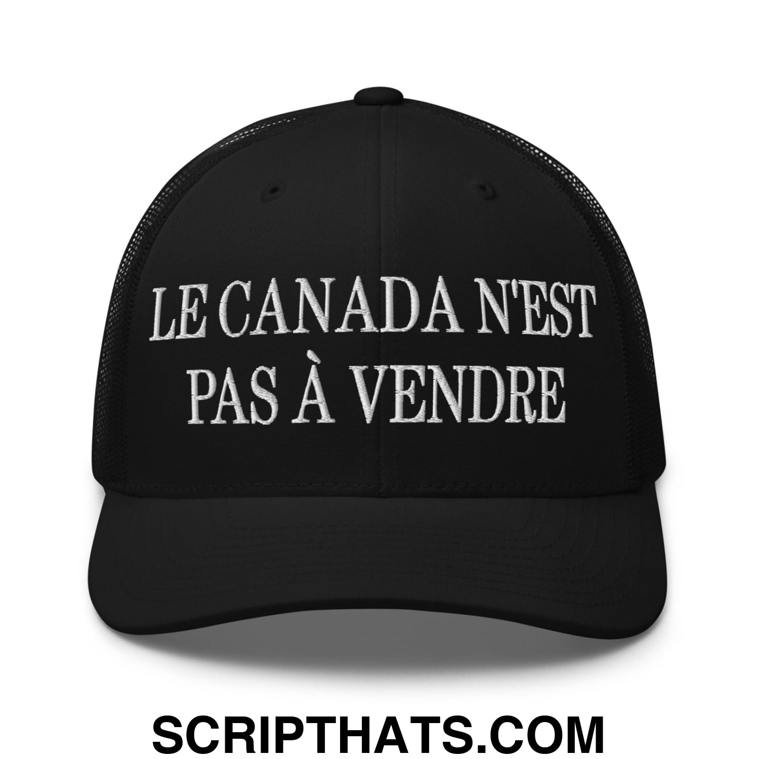 Le Canada N'est Pas À Vendre Embroidered Retro Mesh Trucker Hat Black