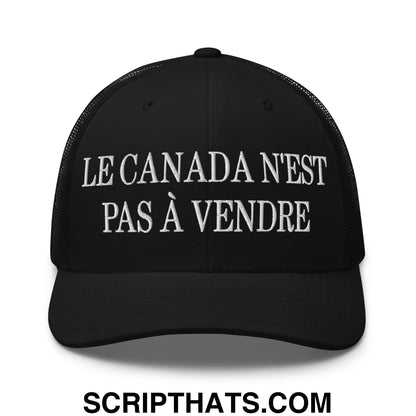 Le Canada N'est Pas À Vendre Embroidered Retro Mesh Trucker Hat Black