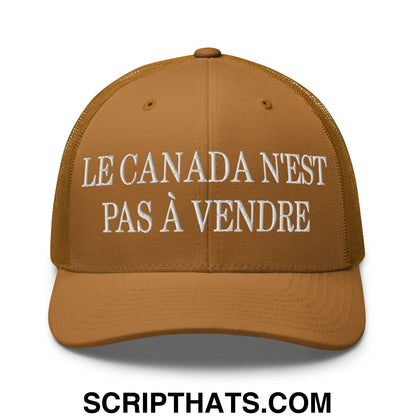 Le Canada N'est Pas À Vendre Embroidered Retro Mesh Trucker Hat Caramel