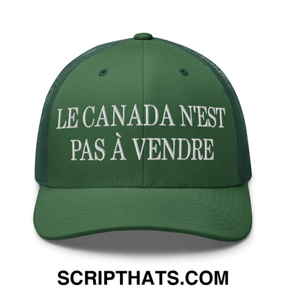 Le Canada N'est Pas À Vendre Embroidered Retro Mesh Trucker Hat Evergreen