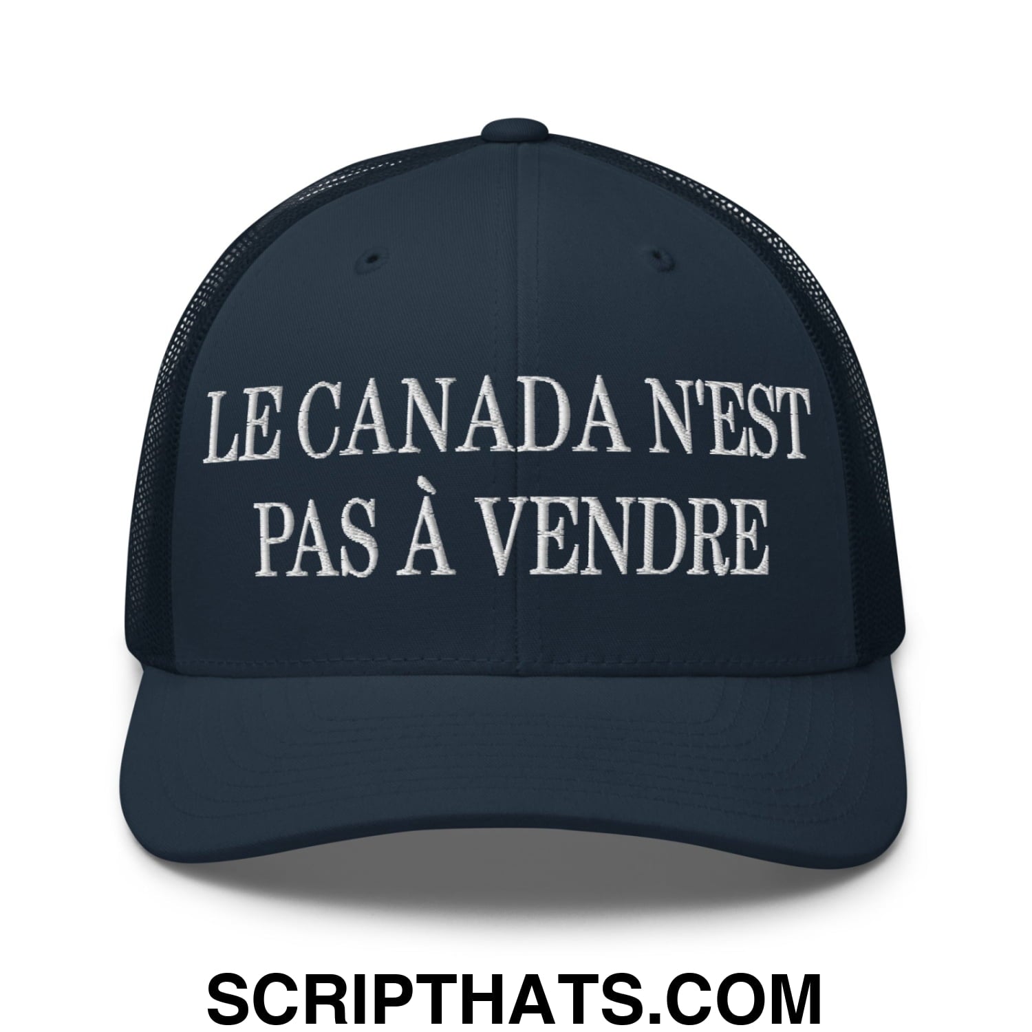 Le Canada N'est Pas À Vendre Embroidered Retro Mesh Trucker Hat Navy