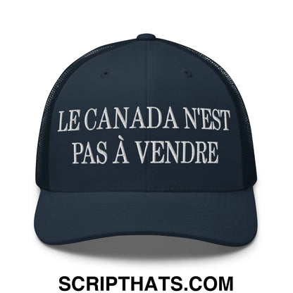 Le Canada N'est Pas À Vendre Embroidered Retro Mesh Trucker Hat Navy