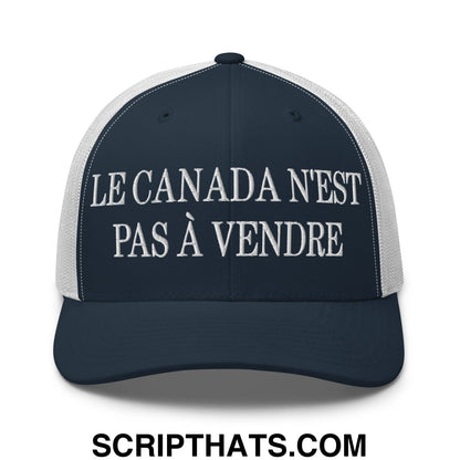 Le Canada N'est Pas À Vendre Embroidered Retro Mesh Trucker Hat Navy White