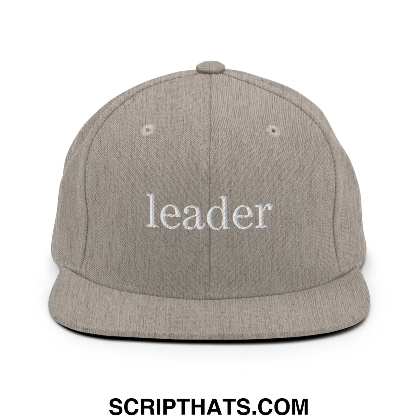 Leader Embroidered Flat Bill Brim Snapback Hat Heather Grey