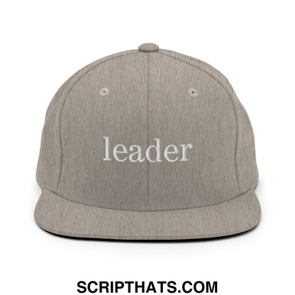 Leader Embroidered Flat Bill Brim Snapback Hat Heather Grey