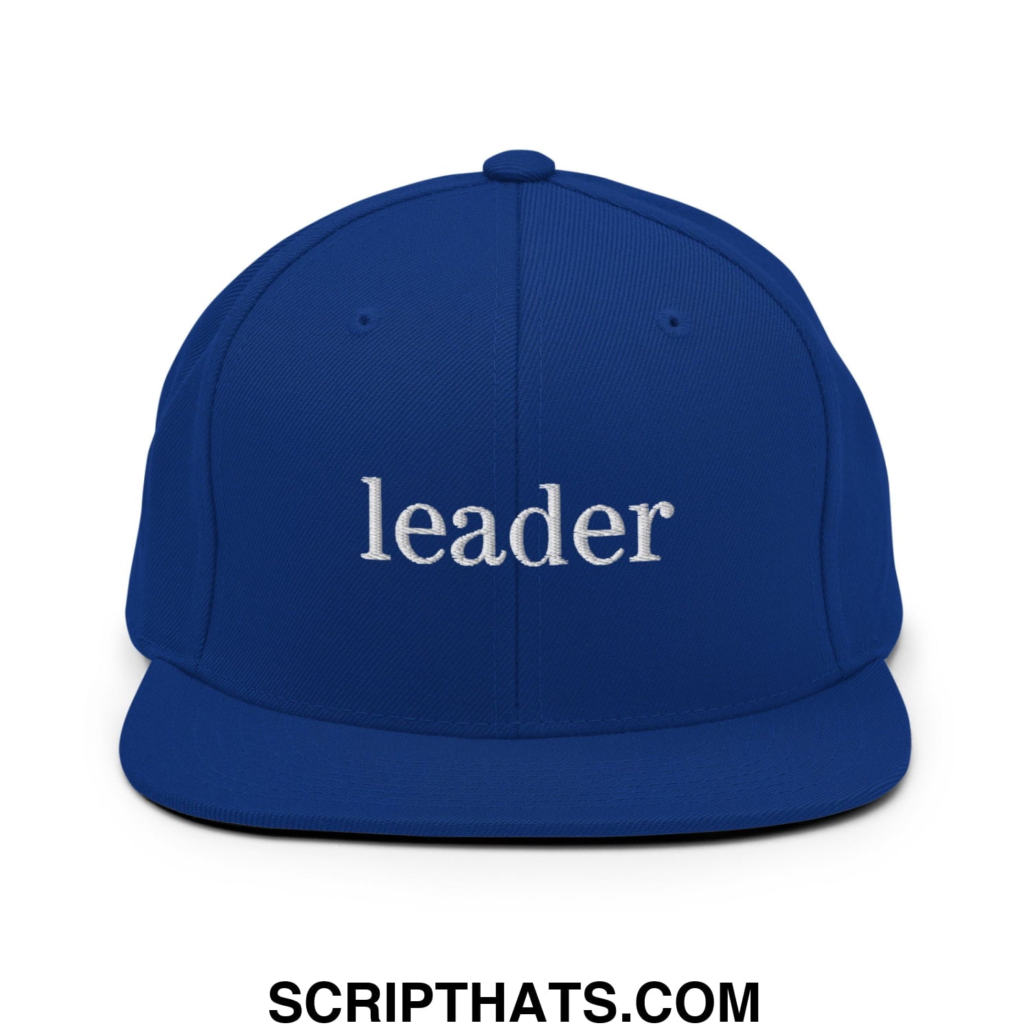 Leader Embroidered Flat Bill Brim Snapback Hat Royal Blue